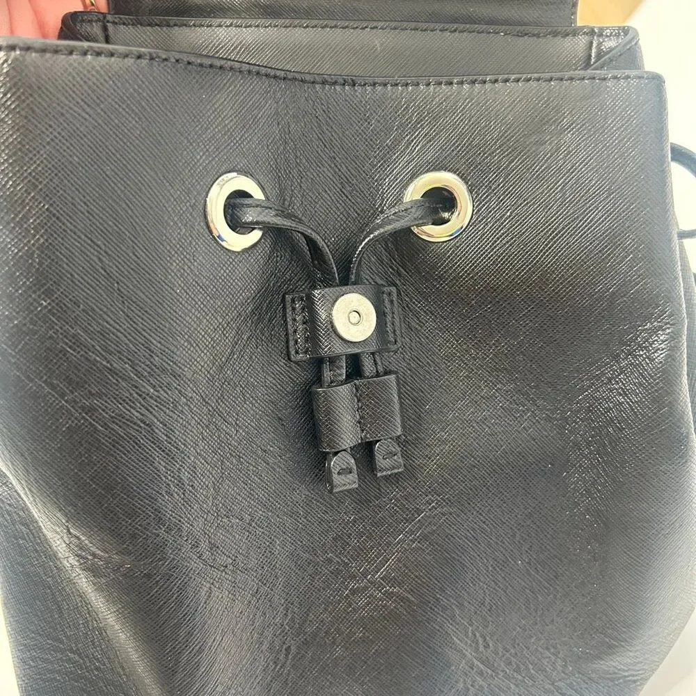 Kate Spade Black Saffiano Leather Flap Backpack